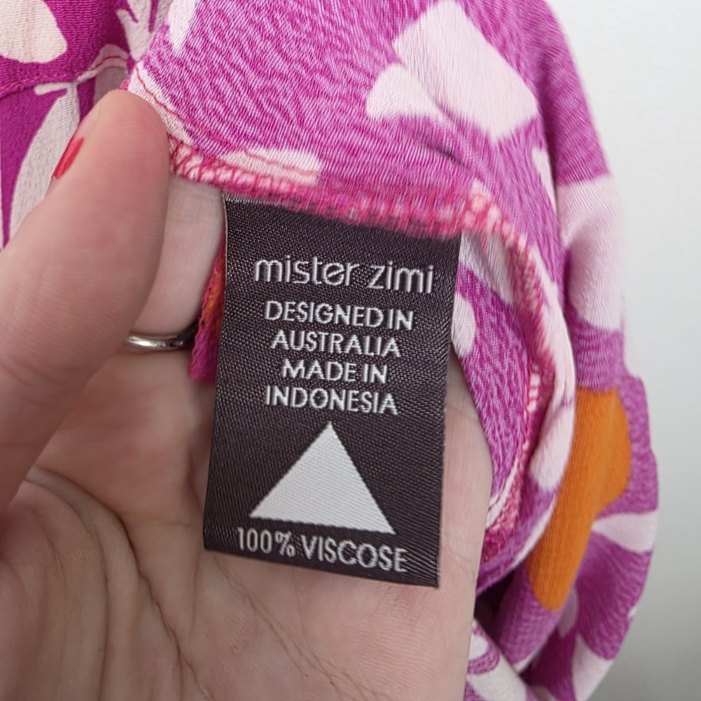 Mister Zimi Pink Orange White Button Up Ruby Sleeveless Summer Midi Dress Size 6 - Picture 6 of 9